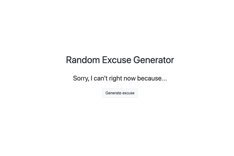 Random excuse generator website